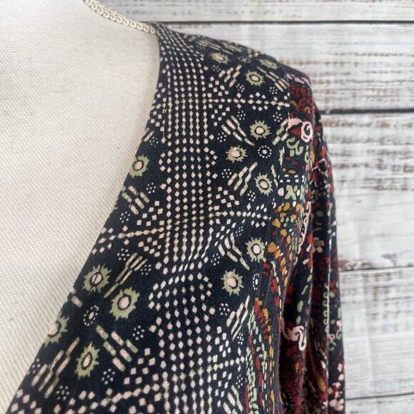 Knox Rose Dress sz Medium Navy Blue Gold Red Paisley Boho Modest Peasant Prairie - Picture 5 of 16